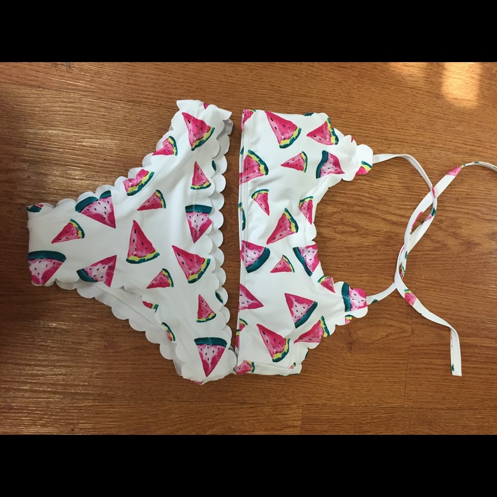Watermelon shein scalloped swimsuit